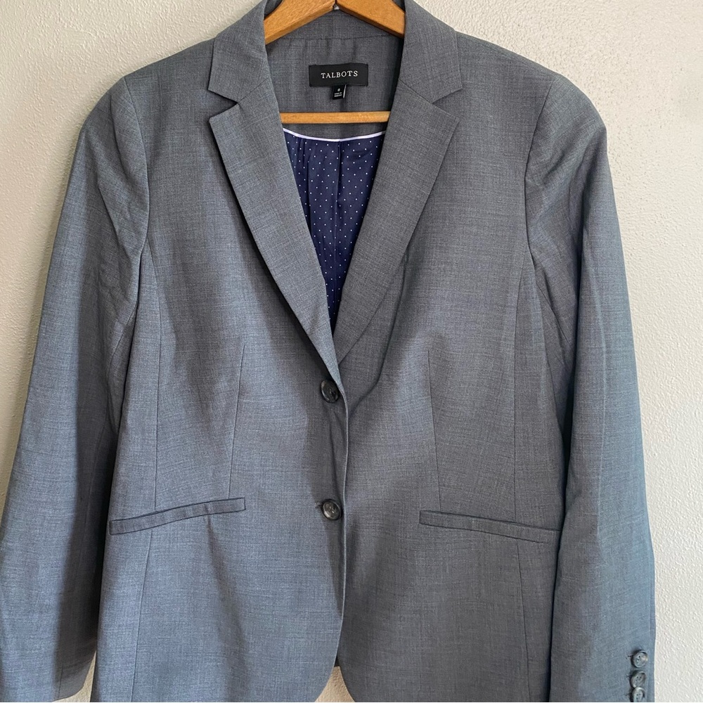 Talbots Gray Wool Collared Button Front Jacket Bl… - image 3